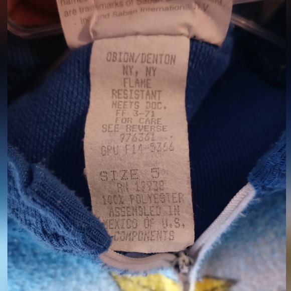 A) Power Ranger Red and Blue Kids Footie Pajamas - Picture 3 of 9